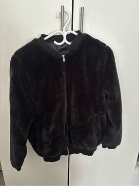 Women plush Bomber Jacket - Black